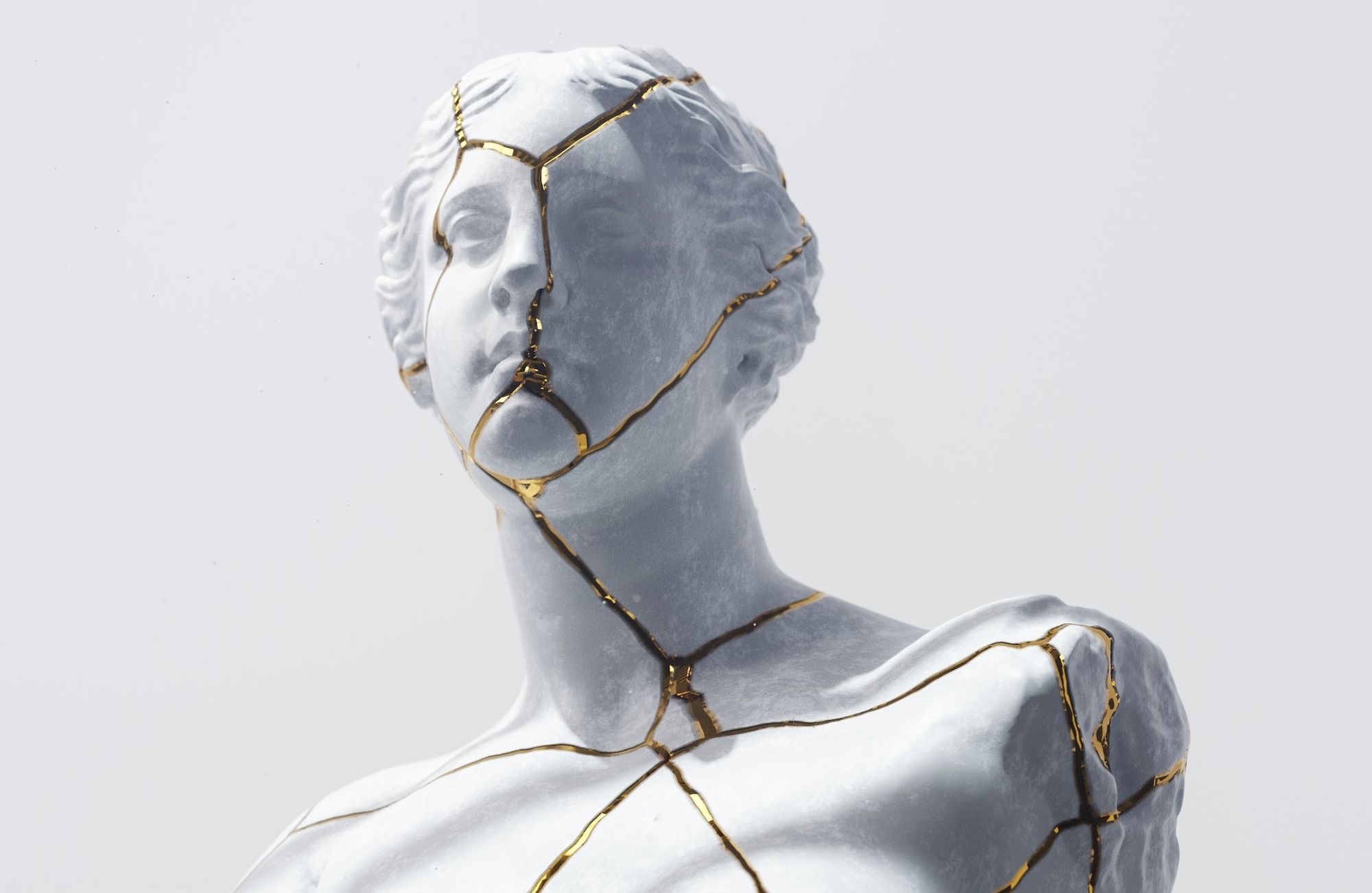 a sculpture of a person with a wire wrapped around it